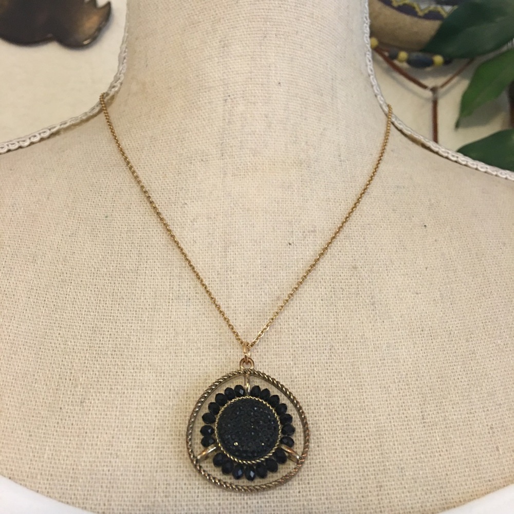 Vintage repurpose sparkle medallion necklace